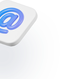 Stylized white button with a blue '@' symbol, suggesting online communication or email, relevant for digital engagement content.